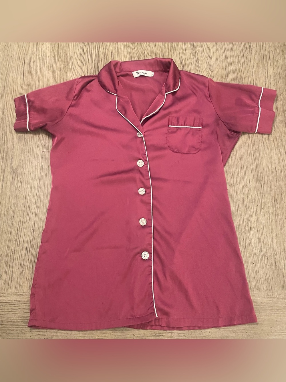 Yimanie women’s silky pajama top, small, maroon